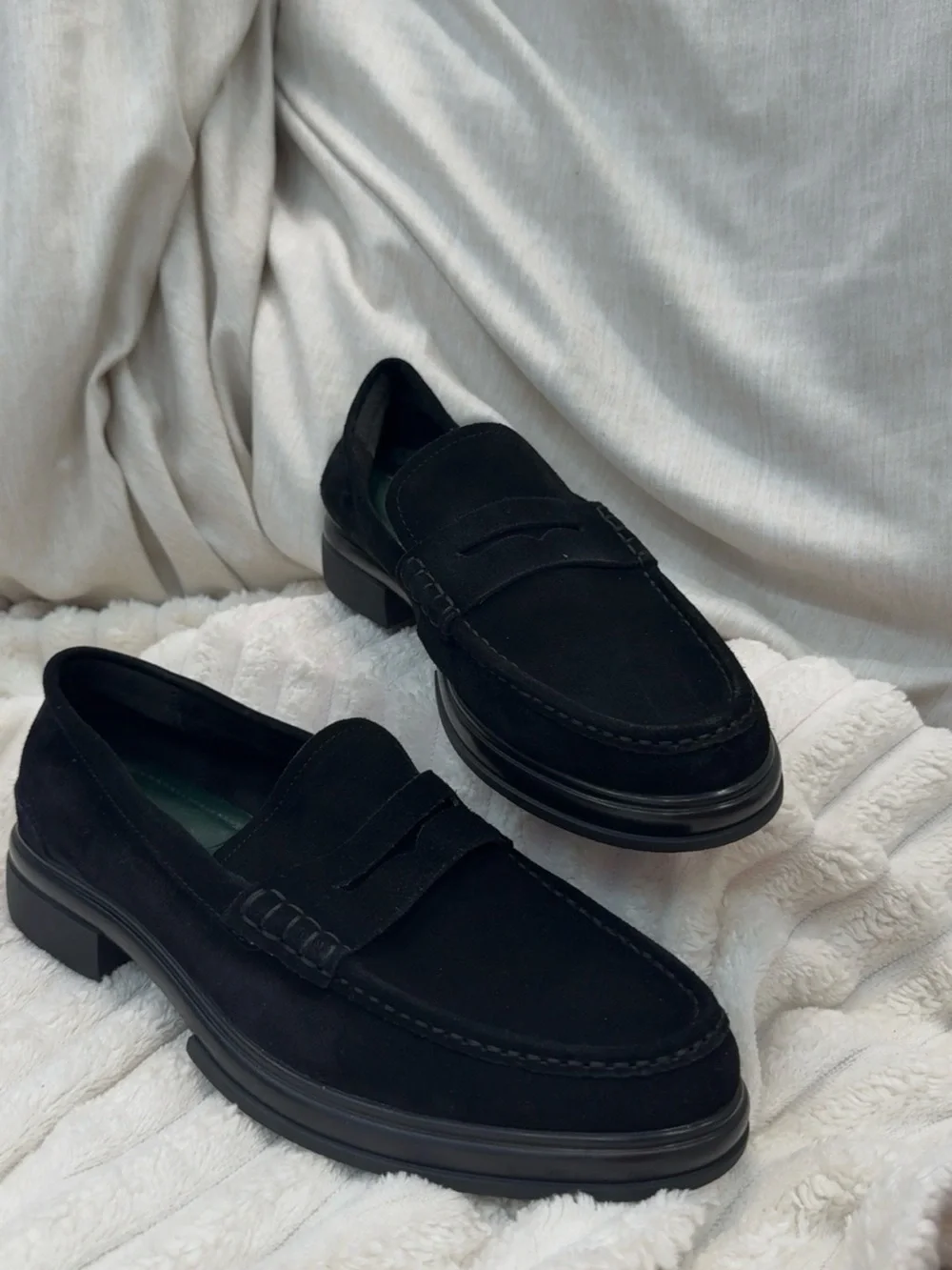 Aldo Black Suede Penny Loafers for Men